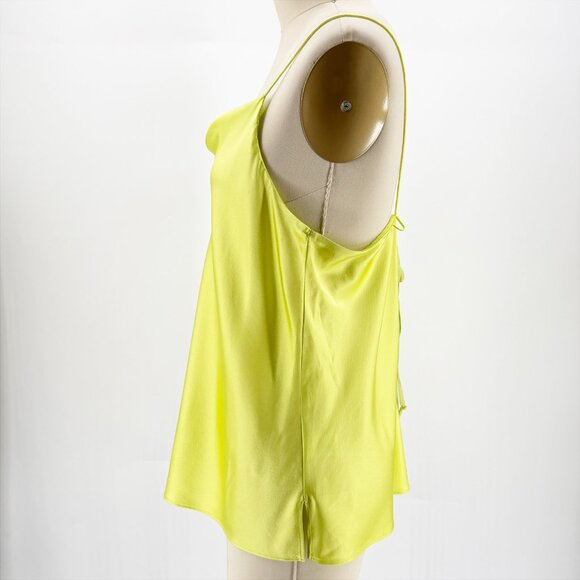 Cami NYC Silk Blend Camis Top in Acid Green Neon w/ criss cross tie back XL - Picture 6 of 9